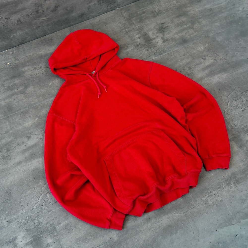 Vintage Y2K 2000's 00's Gap Boxy Cropped Red Blank Pullover Hoodie Sweatshirt